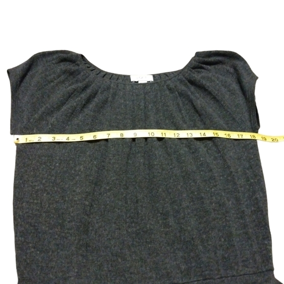 Merino Wool Blend Sweater Dress Ann Taylor Loft Gray Tie Belt Midi Minimalist XS - Picture 10 of 13